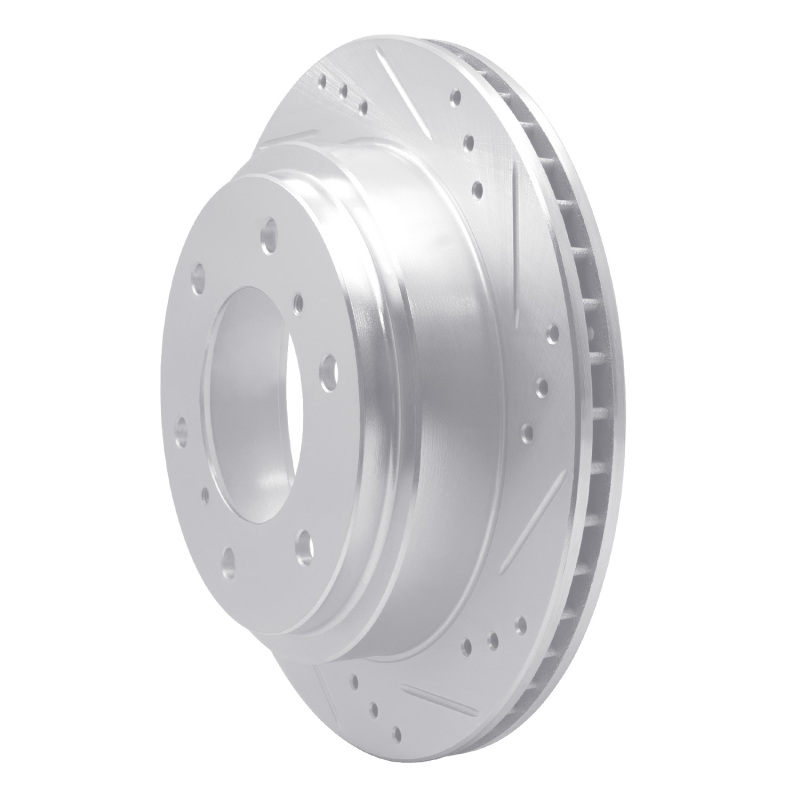 Mitsubishi Montero Brake Rotor (1) - Rear Right - R1 Concepts - Drilled & Slotted - Silver - `00-`06